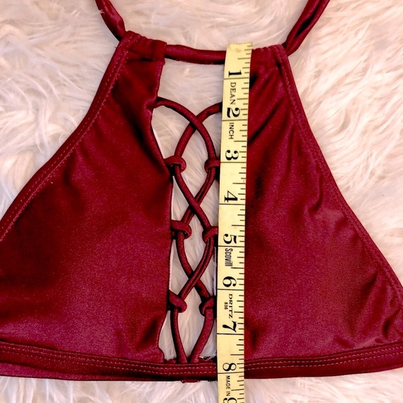 Bikini Top Halter Style Burgundy/Red Size X-small - Picture 7 of 8
